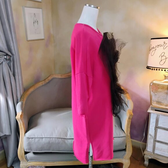 Hot pink sweatshirt tunic with statement tulle, size L - Picture 4 of 10